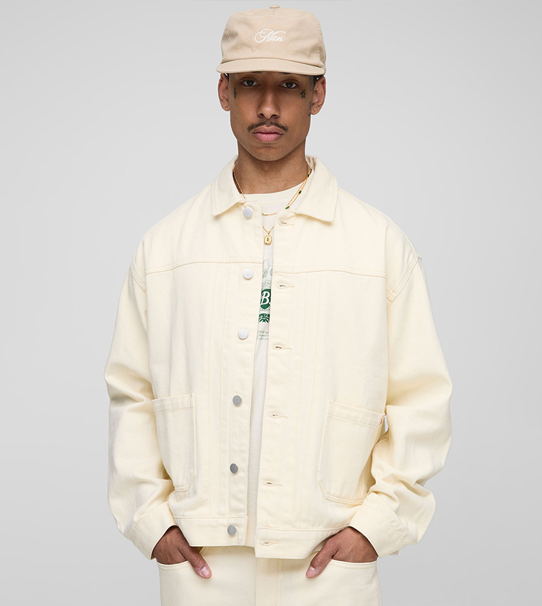 Pocket Detail Harrington Denim Boxy Jacket