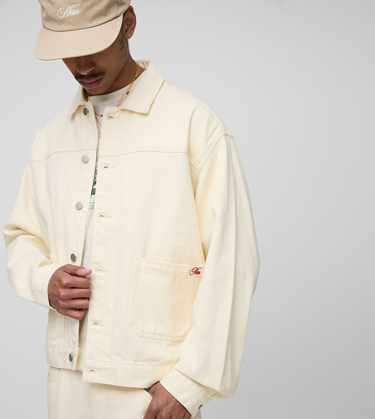 Pocket Detail Harrington Denim Boxy Jacket