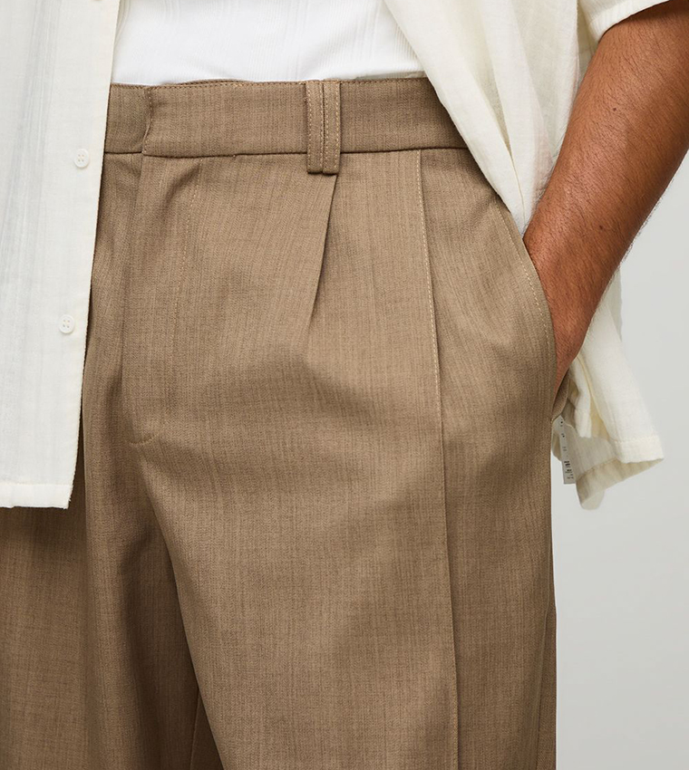 Pleated Front Tapered Trousers