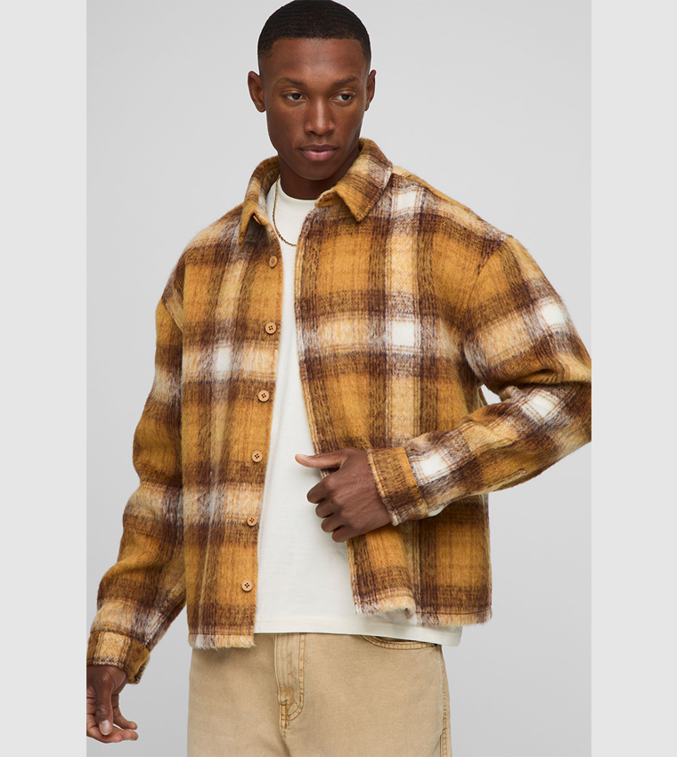 Plaid Brushed Oversized Overshirt