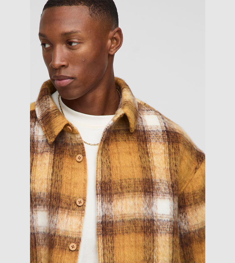 Plaid Brushed Oversized Overshirt