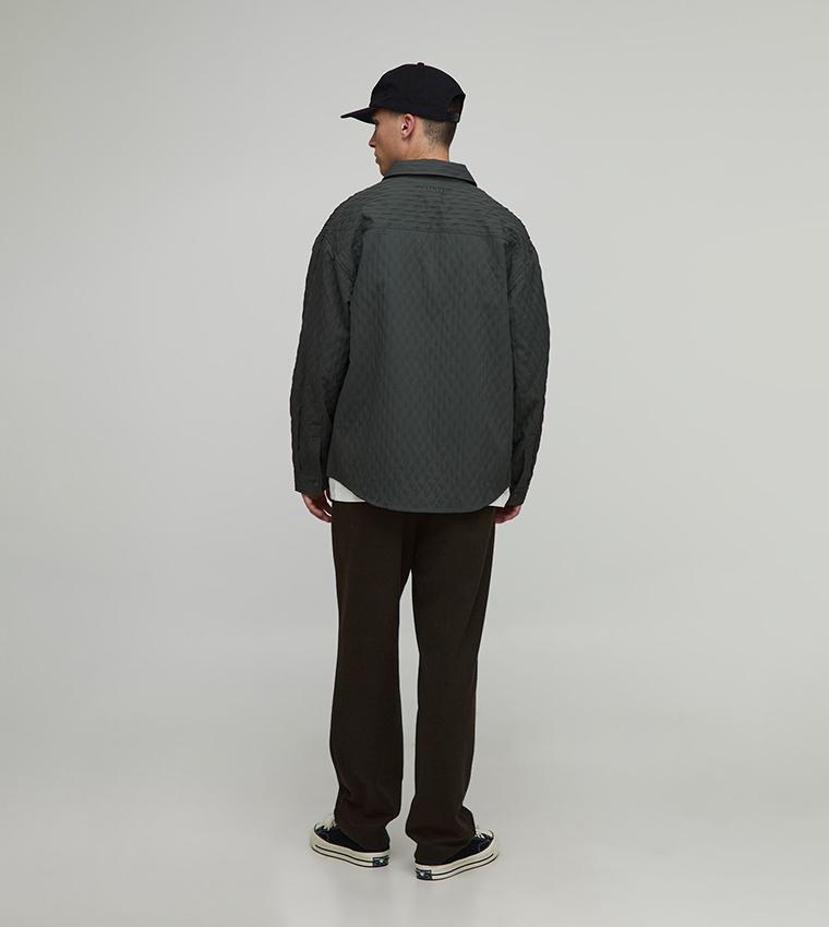 Pintuck Curved Hem Long Sleeves Oversized Shirt