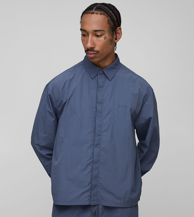 Concealed Placket Crinkle Oversized Shirt