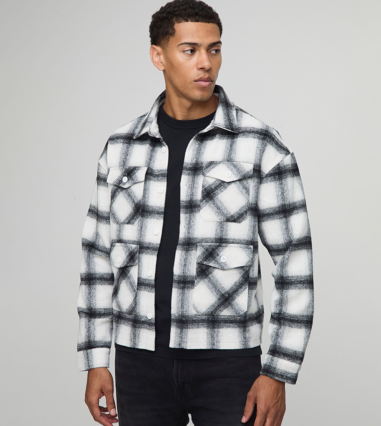Buy BoohooMAN Plaid Heavyweight Oversized Overshirt In Multiple