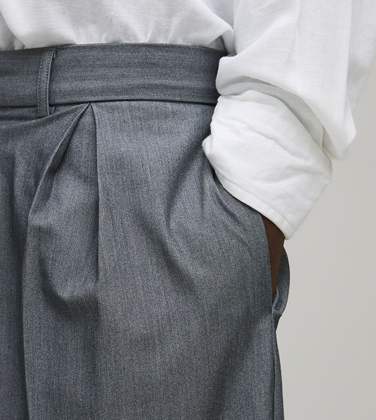 Pleat Front Tailored Wide Fit Smart Trousers