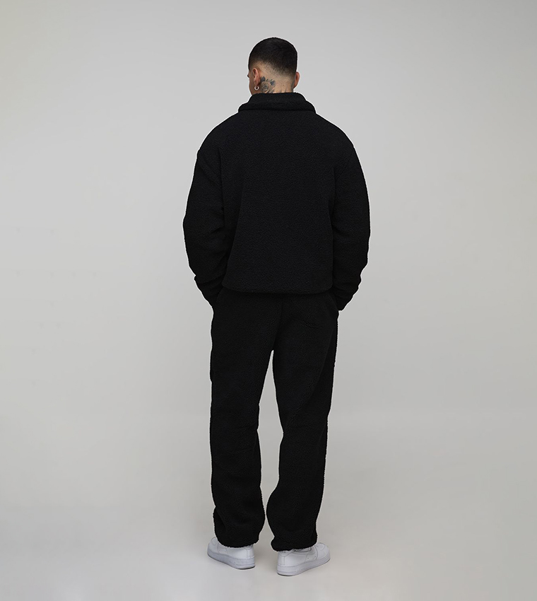 Tall Borg Zip Through Harrington Jacket