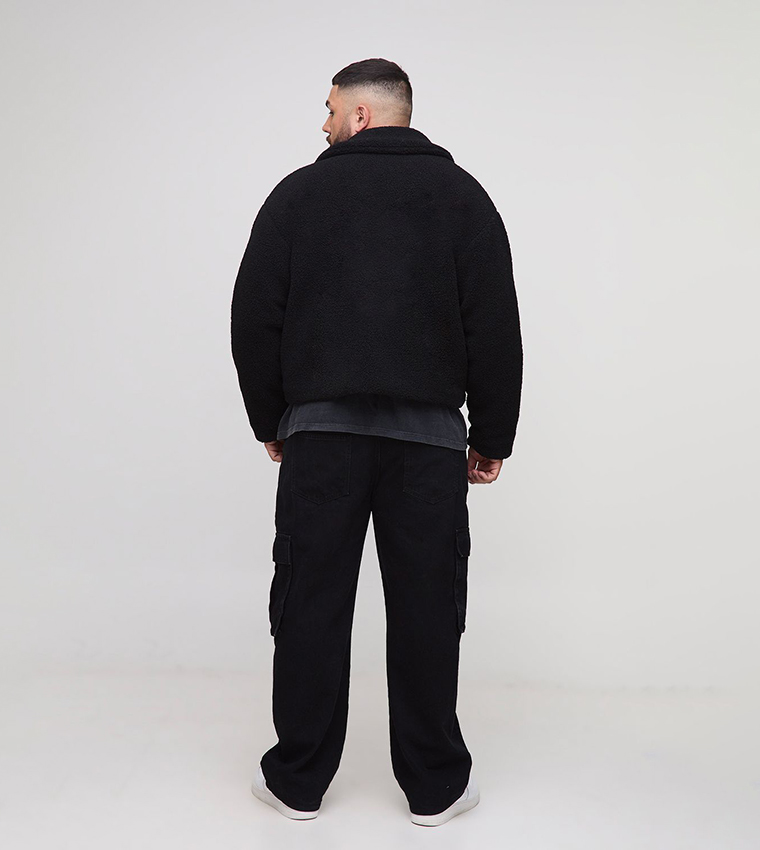 Plus & Tall Borg Zip-Through Harrington Jacket