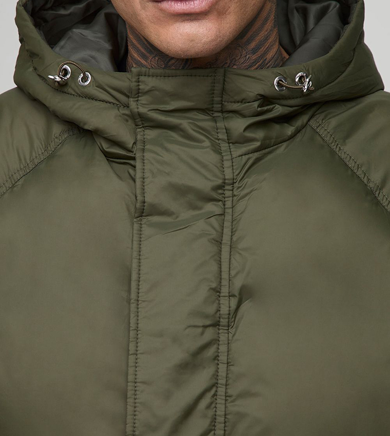 Tall Ruched Sleeves Panelled Oversized Puffer Jacket