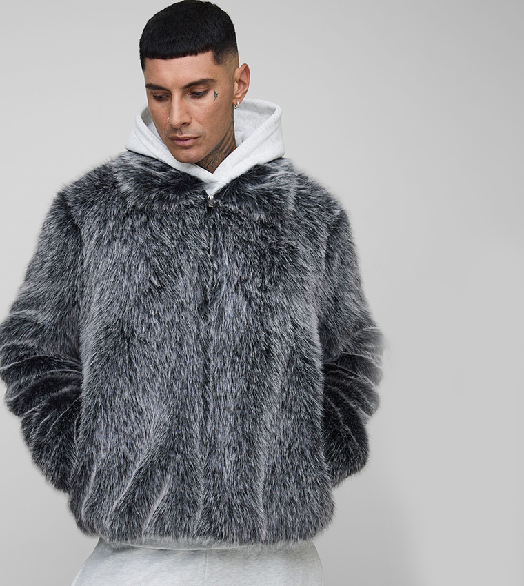 Tall Oversized Faux Fur Collared Jacket