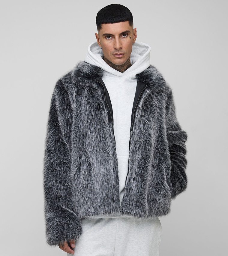 Tall Oversized Faux Fur Collared Jacket