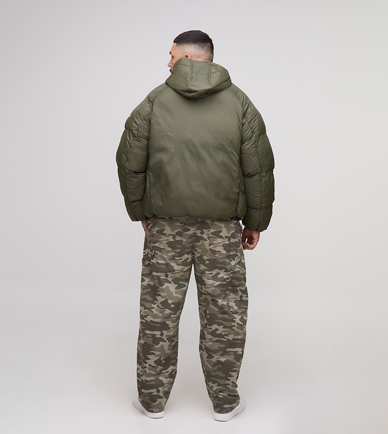 Plus & Tall Oversized Fit Panelled Puffer Jacket