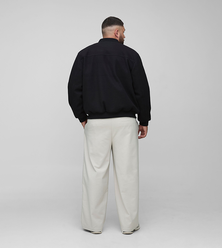 Plus & Tall Regular Fit Embroidered Melton Bomber Jacket