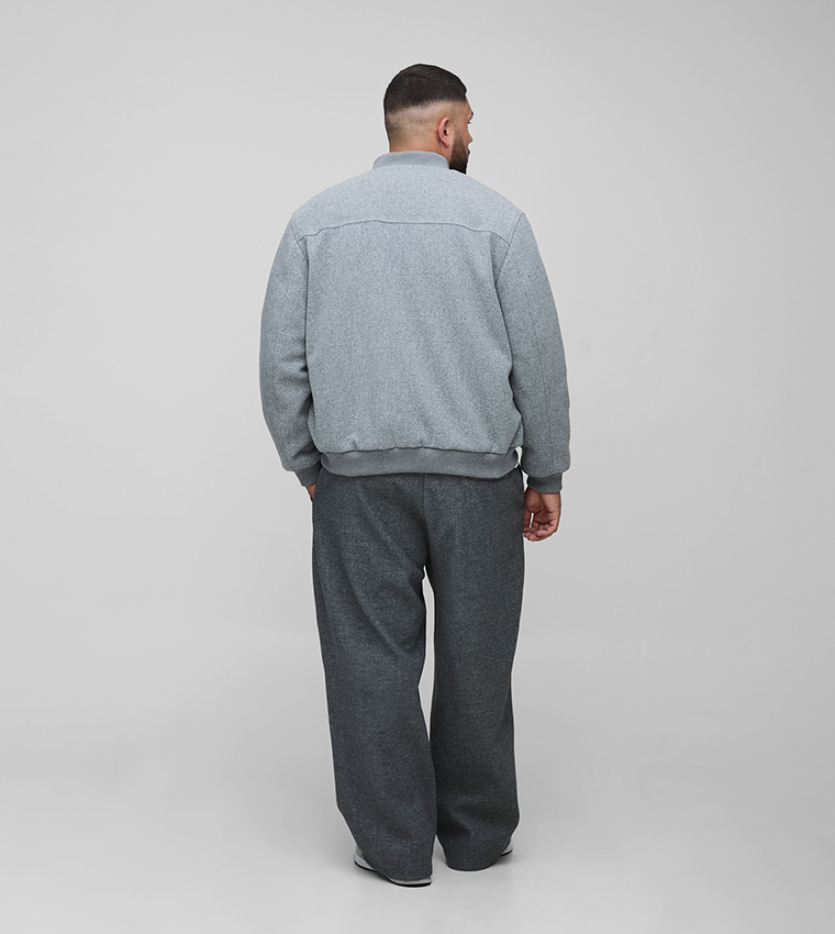 Plus & Tall Regular Fit Embroidered Melton Bomber Jacket