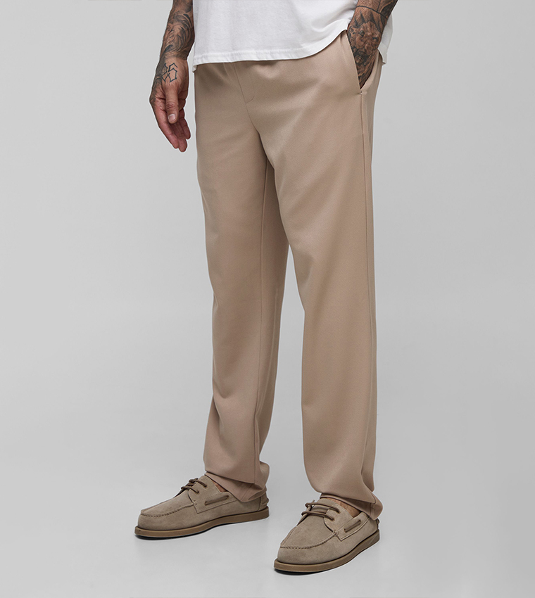 Plus & Tall Elastic Waist Tapered Fit Pants