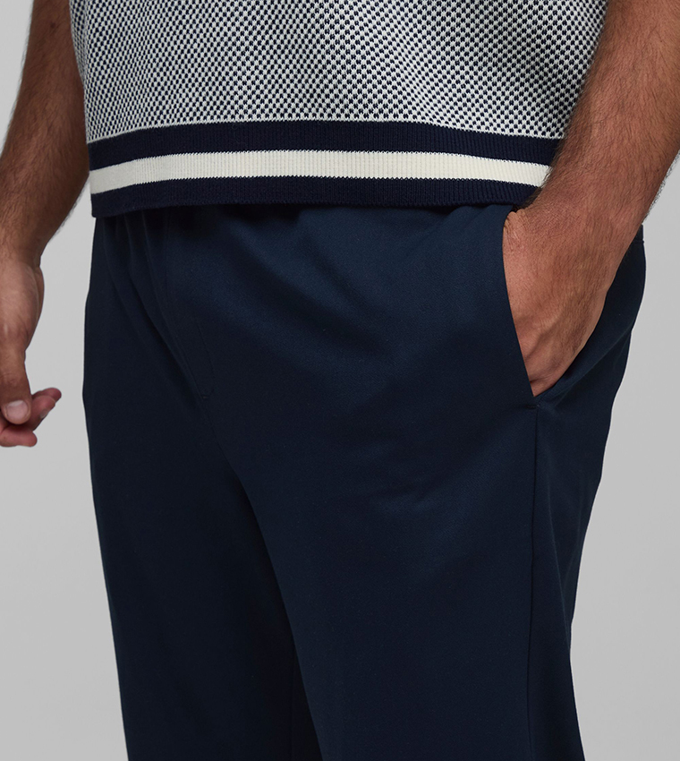Plus & Tall Elastic Waist Tapered Smart Woven Trousers