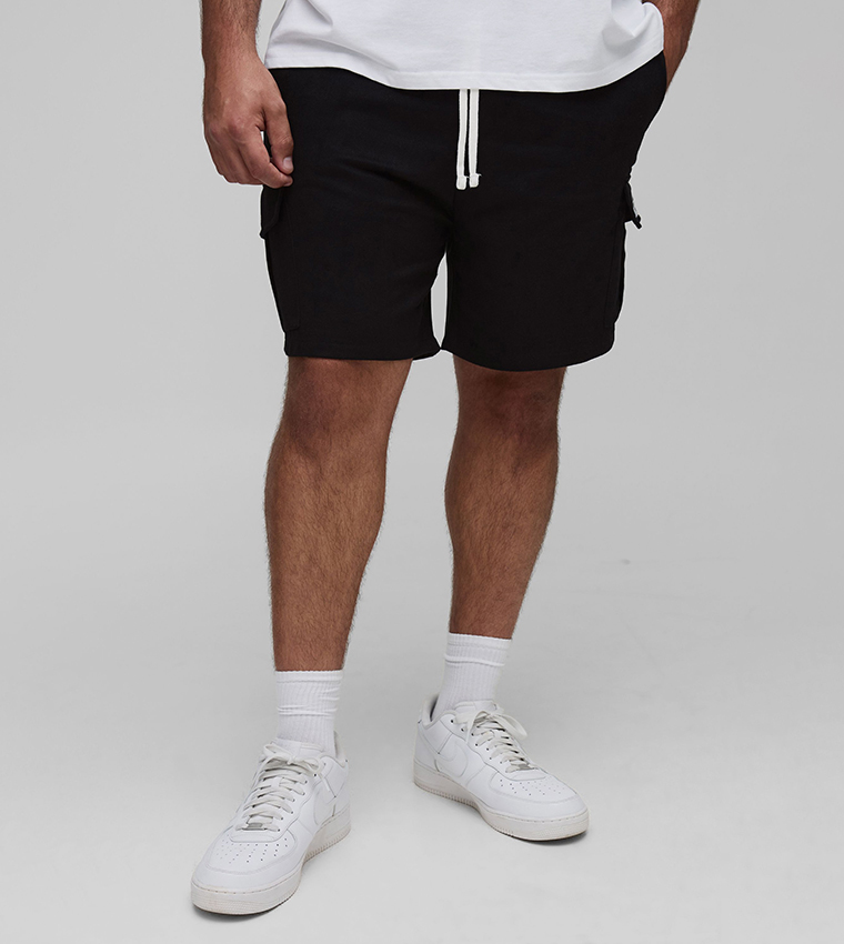 Plus & Tall Elastic Waist Relaxed Fit Woven Cargo Shorts