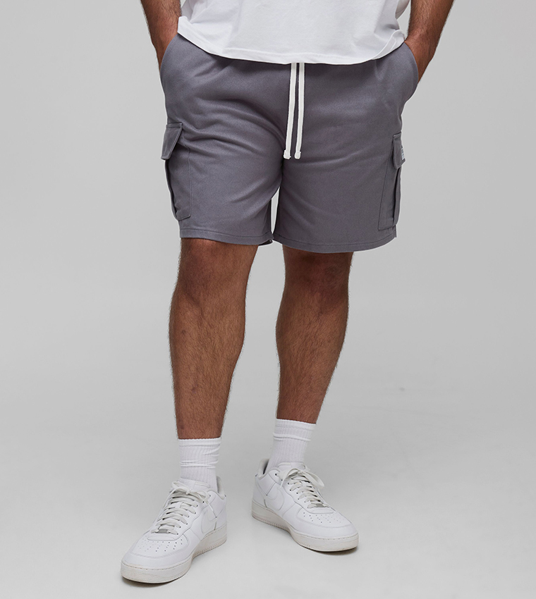 Plus & Tall Elastic Waist Relaxed Fit Woven Cargo Shorts