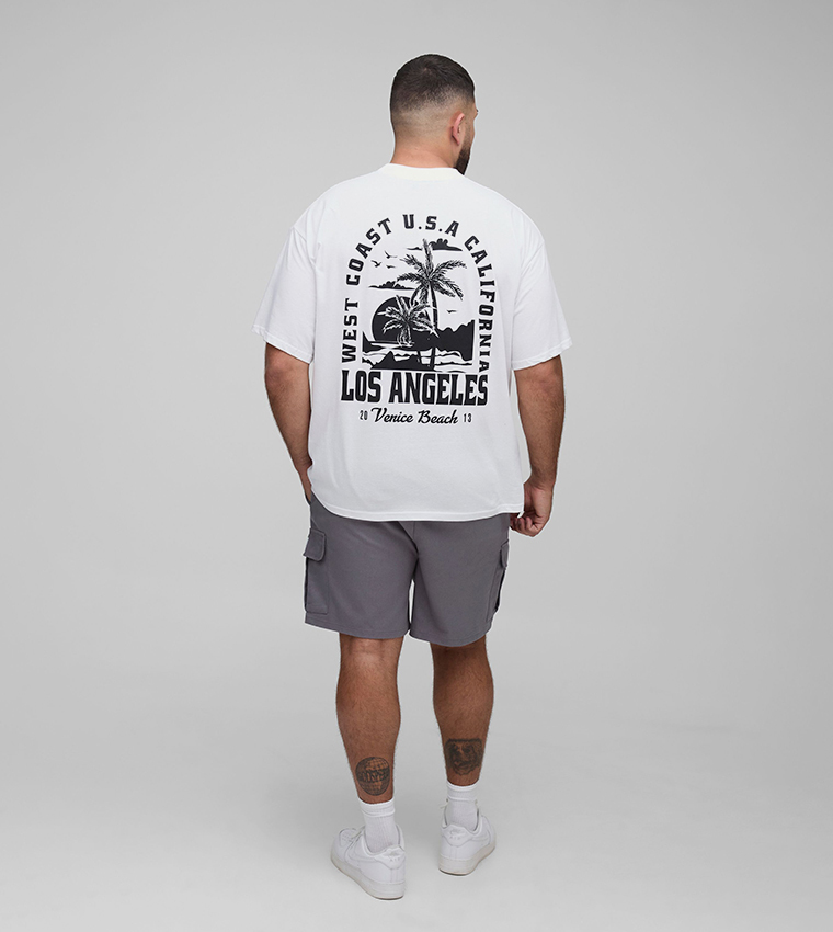 Plus & Tall Elastic Waist Relaxed Fit Woven Cargo Shorts