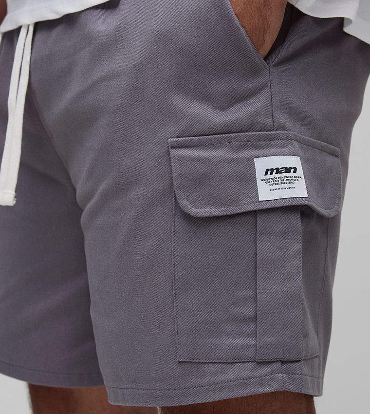 Plus & Tall Elastic Waist Relaxed Fit Woven Cargo Shorts