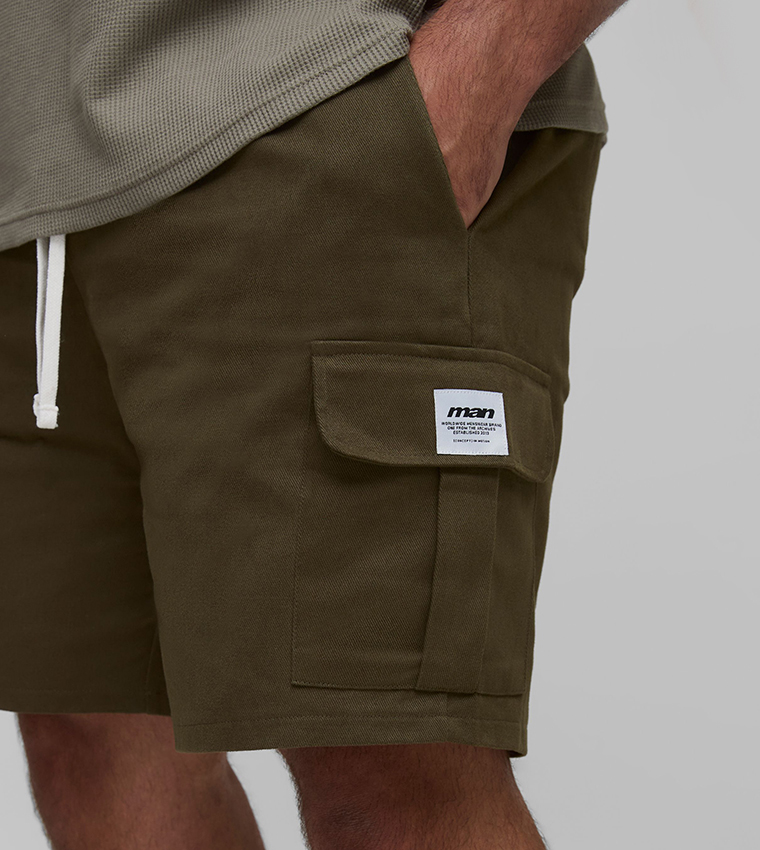 Plus & Tall Elastic Waist Relaxed Fit Woven Cargo Shorts