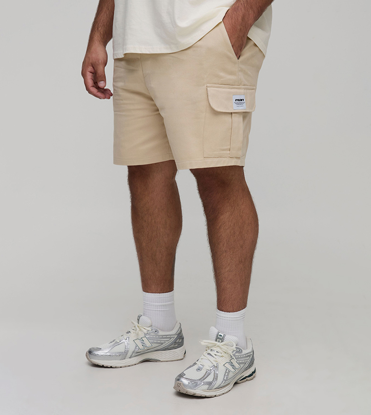 Plus & Tall Elastic Waist Relaxed Fit Woven Cargo Shorts