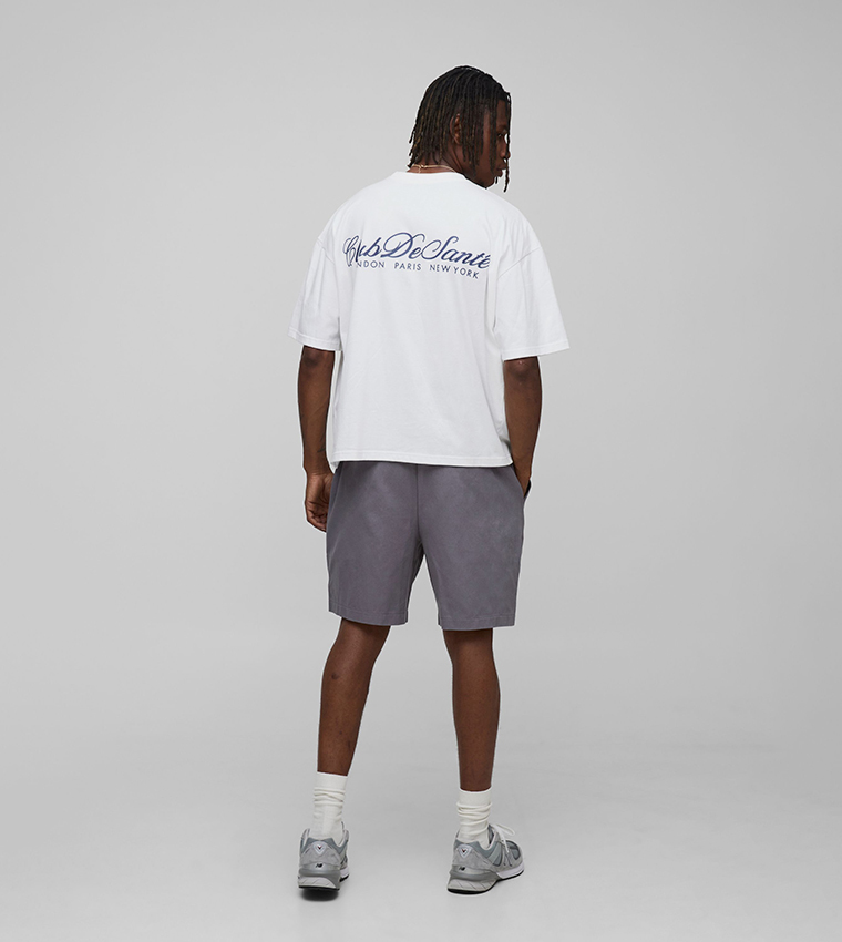 Tall Elastic Waist Baggy Fit Split Hem Shorts
