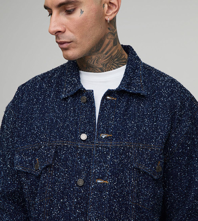 Tall Textured Oversized Denim Jacket