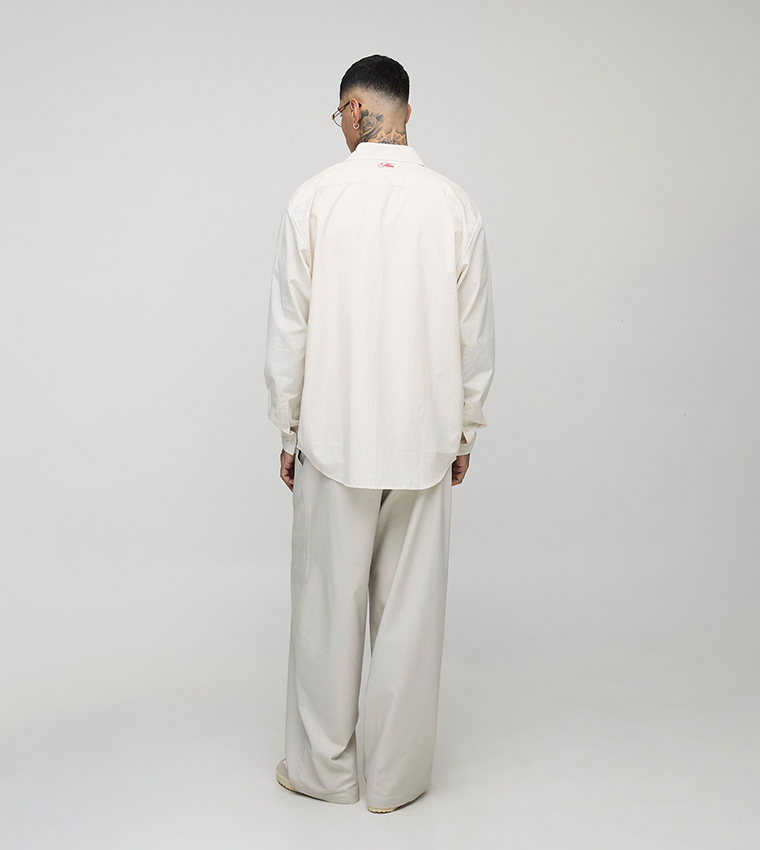 Tall Embroidered Super Oversized Striped Shirt