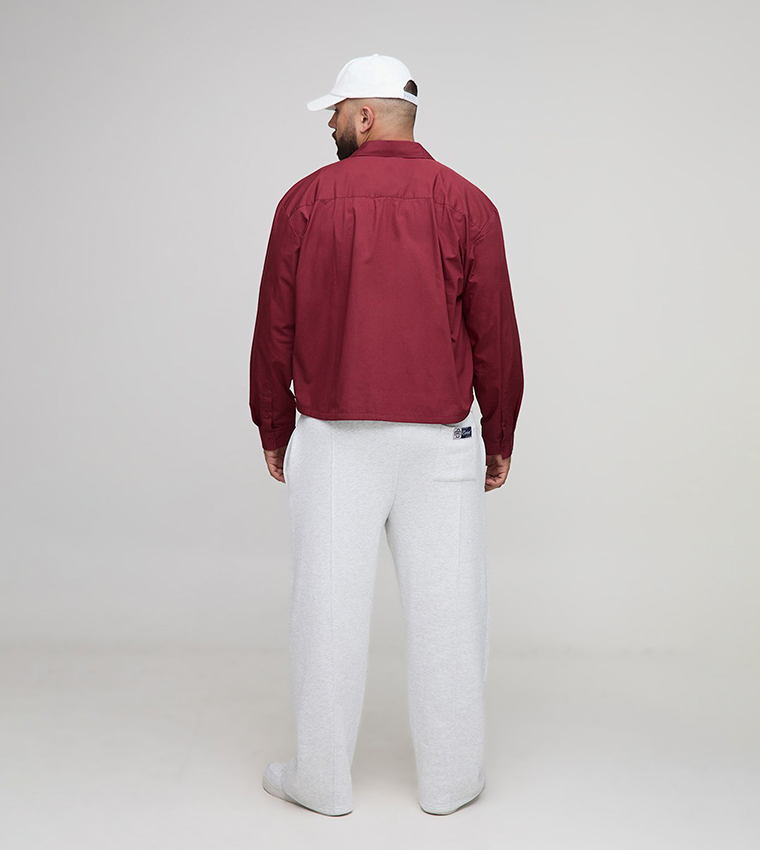 Embroidered Bungee Hem Poplin Long Sleeves Oversized Shirt