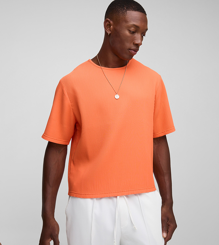 Solid Pleated Cropped T-Shirt