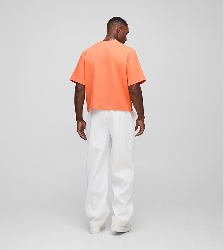 Solid Pleated Cropped T-Shirt