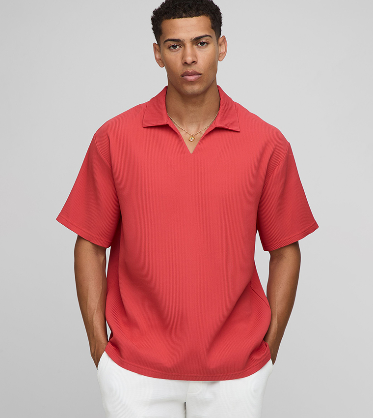 Pleated Super Oversized V-Neck Shirt