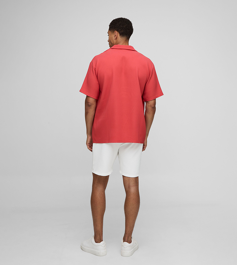 Pleated Super Oversized V-Neck Shirt