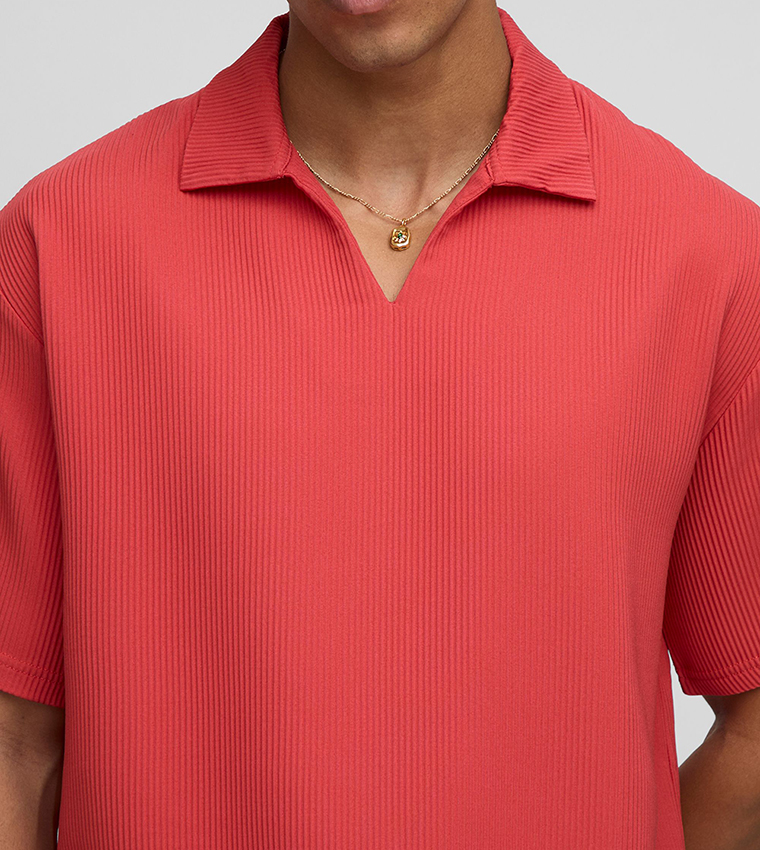 Pleated Super Oversized V-Neck Shirt