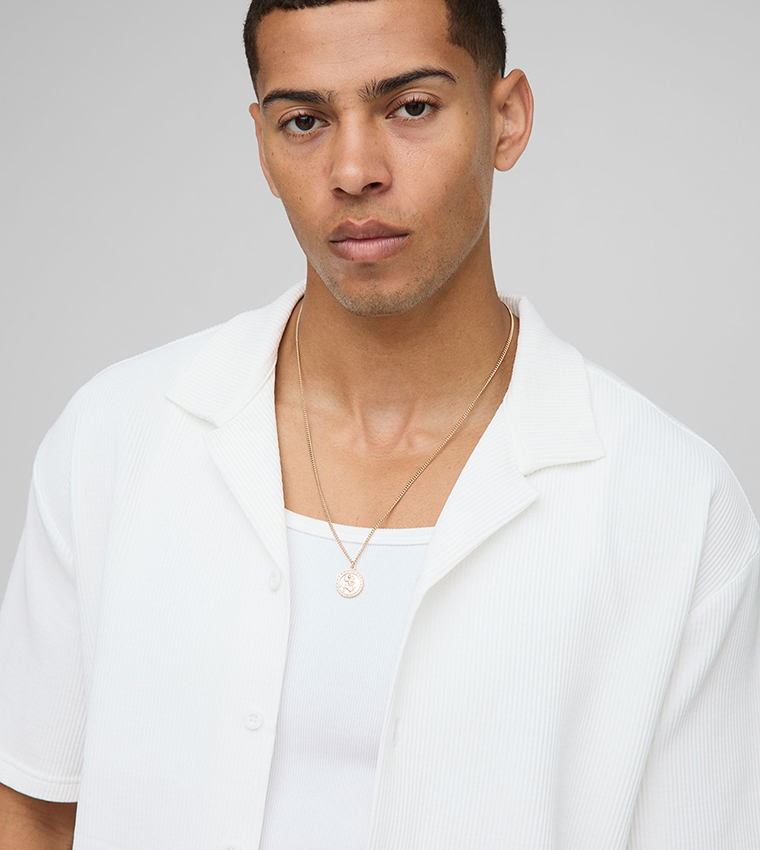 Short Sleeves Revere Oversized Fit Pleated Shirt