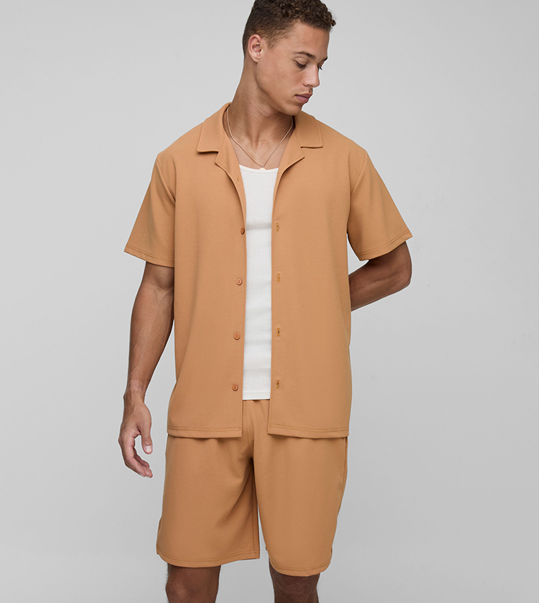 Tall Scuba Twill Regular Fit Shirt and Relaxed Short Set