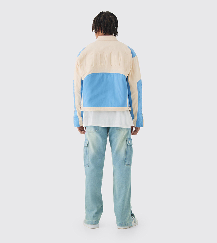 Rigid Popper Hem Cargo Washed Flared Jeans
