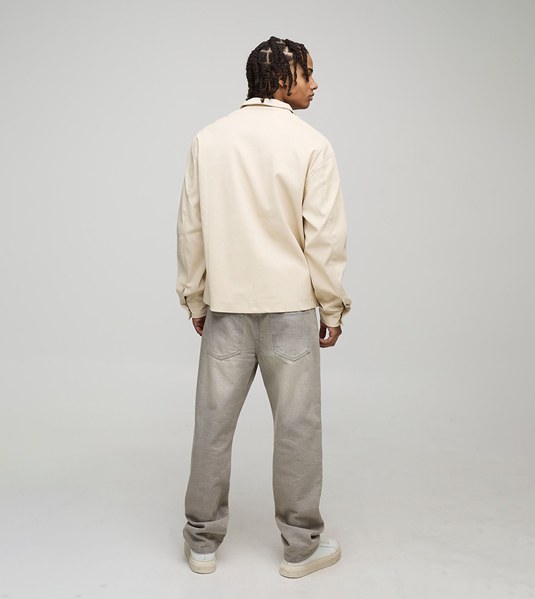 Long Sleeves PU Pleated Oversized Shirt