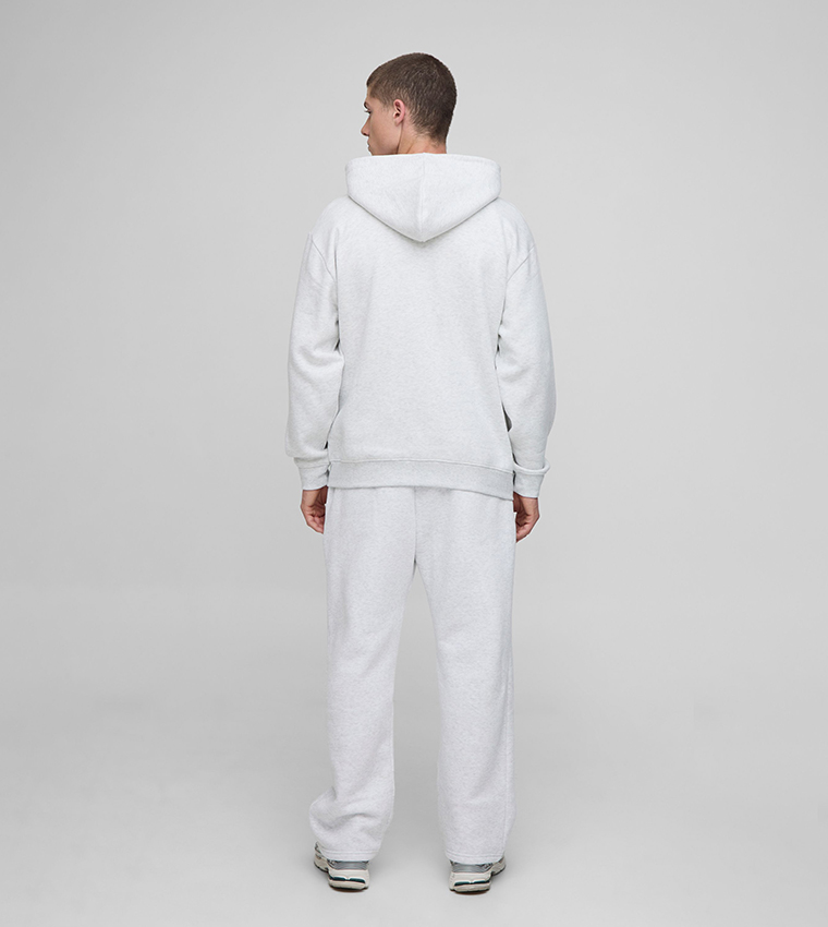Solid Oversized Zip-Through Hooded Jacket
