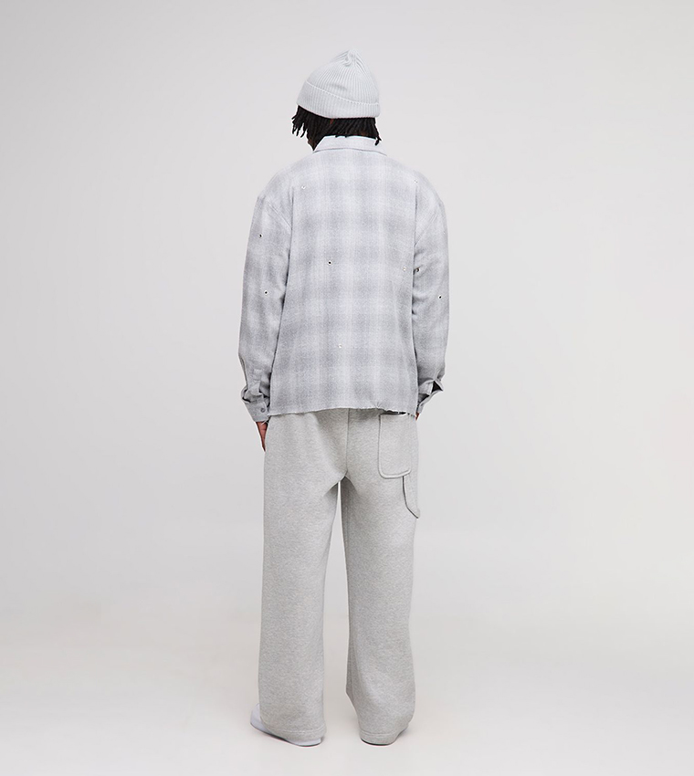 Tall Distressed Hardware Detail Long Sleeves Oversized Shirt