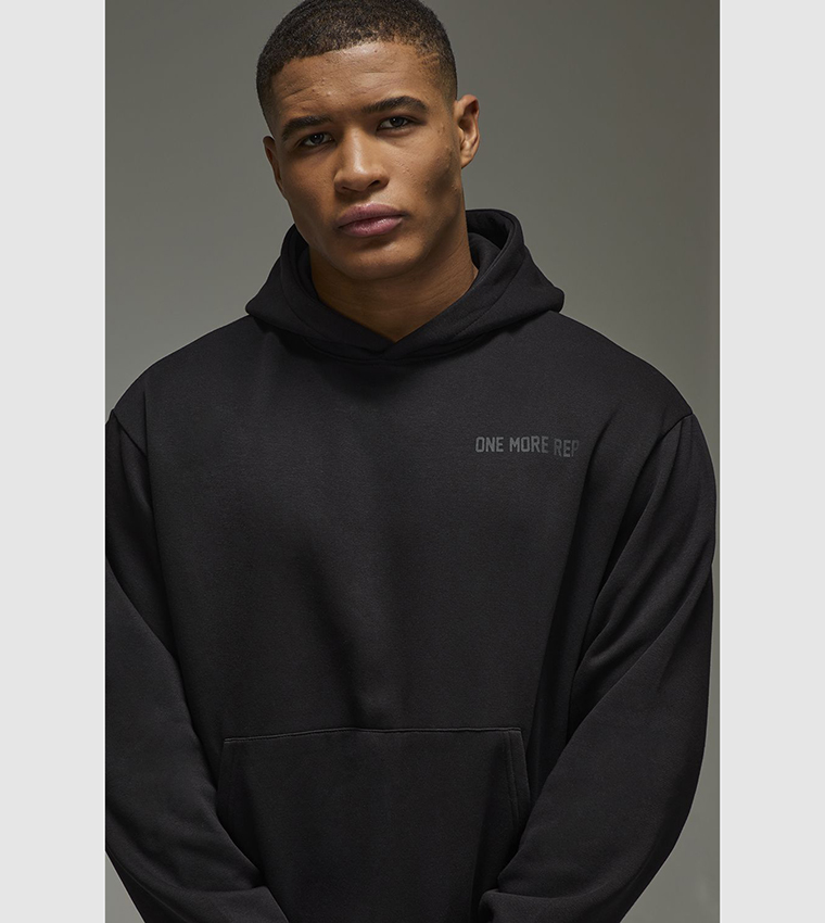 One More Rep Oversized Embossed Hoodie