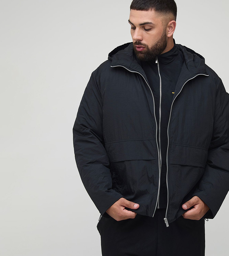 Plus & Tall Regular Fit Zip Up Hooded Windbreaker Jacket