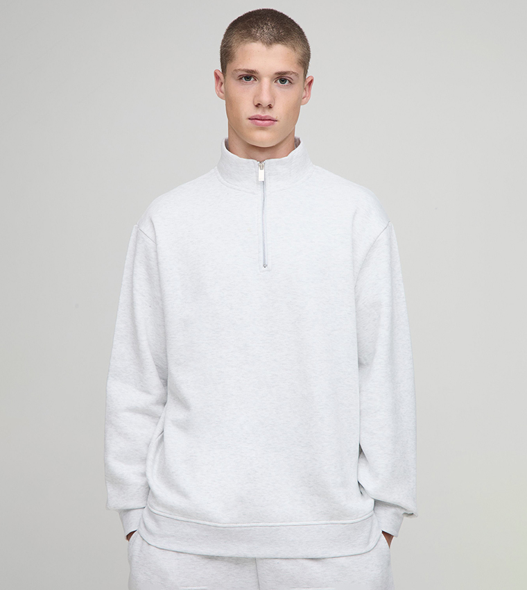 Quarter Zip Funnel Neck Oversized Sweatshirt