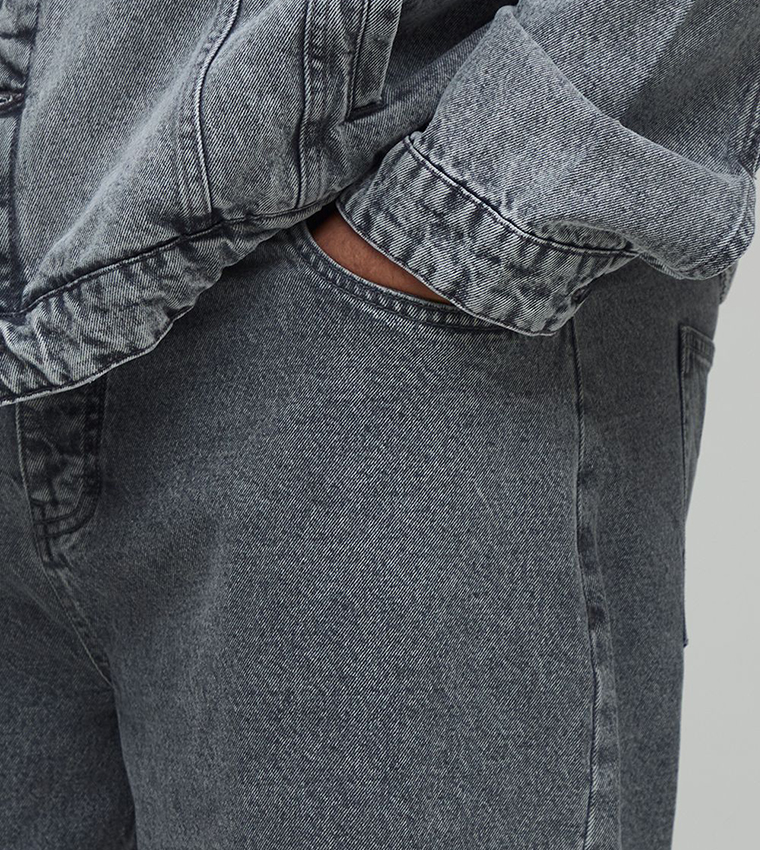 Acid Wash Mid Rise Relaxed Fit Jeans