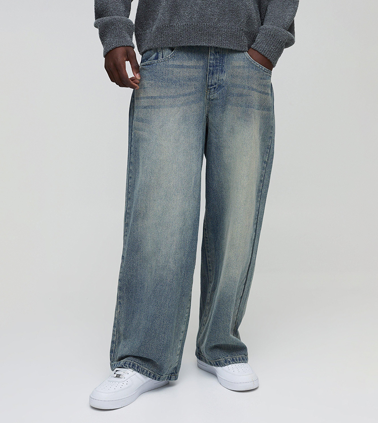 Rigid Washed Baggy Fit Jeans