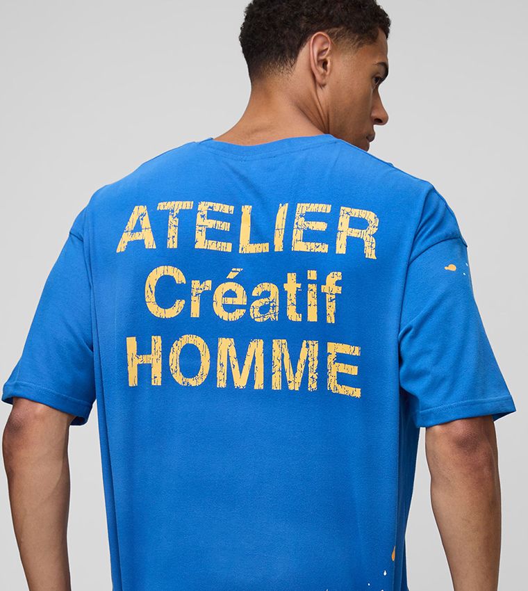Atelier Washed Paint Splatter Printed Oversized T-Shirt