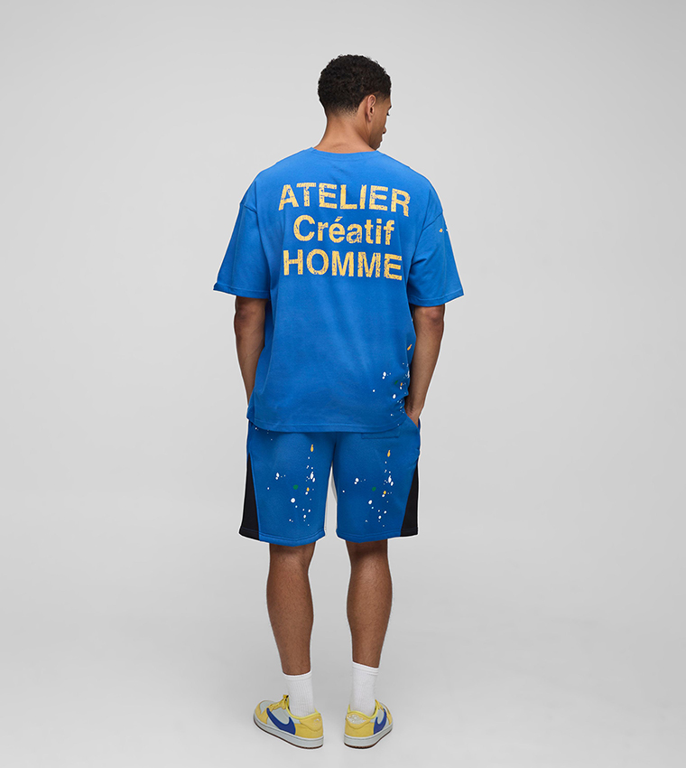 Atelier Washed Paint Splatter Printed Oversized T-Shirt