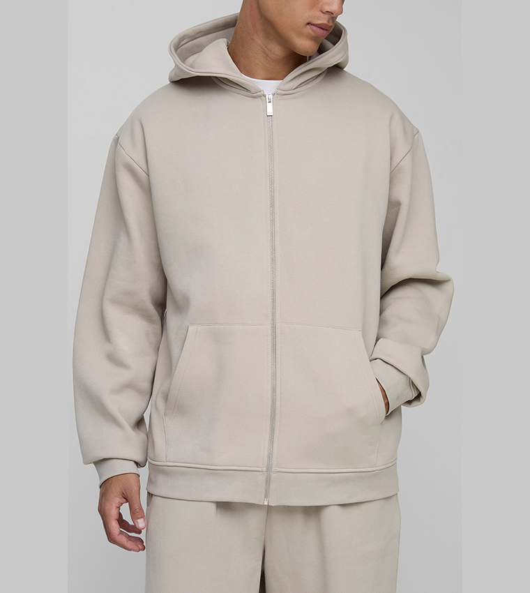 Tall Zip Through Oversized Hooded Jacket