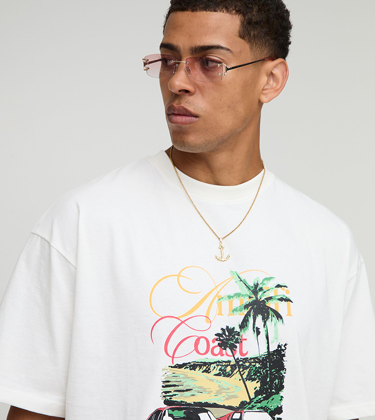 Car Graphic Puff Printed Oversized T-Shirt