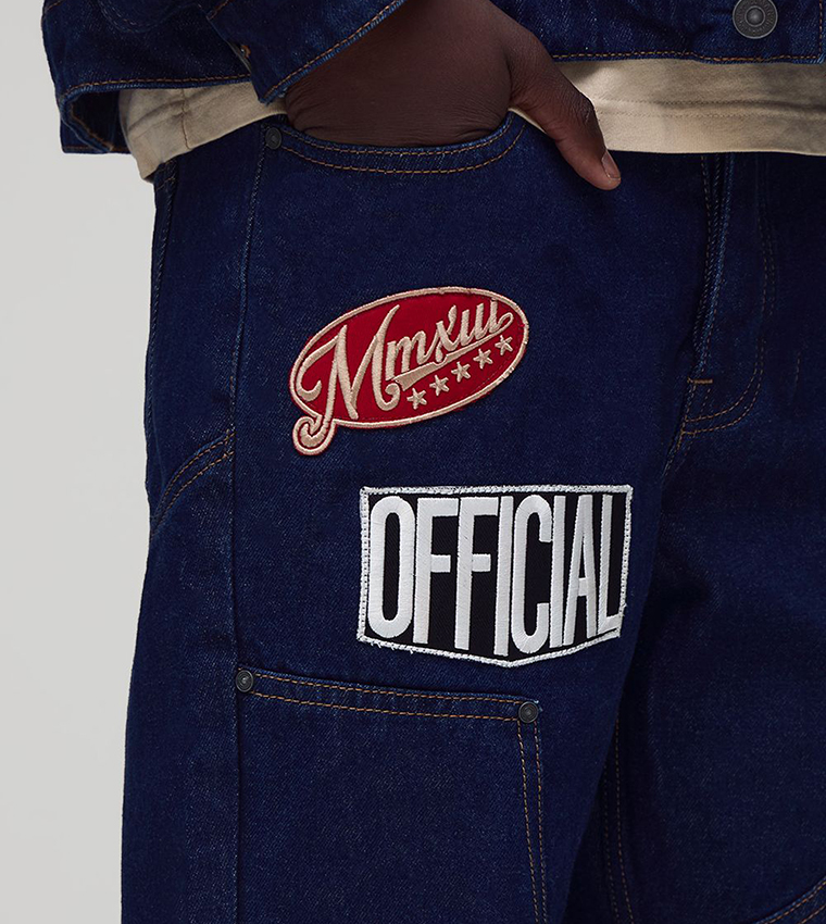 Varsity Badge Carpenter Relaxed Flared Jeans